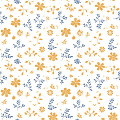 seamless tile of pretty illustrated flowers