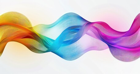 A vibrant abstract wave design featuring flowing colors that blend seamlessly isolated on white background, creating a dynamic and energetic visual effect.