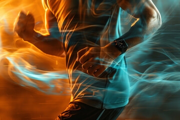 A man running with a watch on his wrist