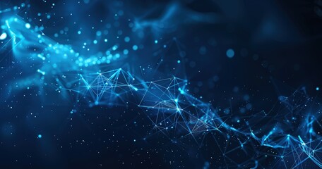 A digital abstract representation featuring interconnected lines and glowing particles, evoking a sense of technology and innovation.