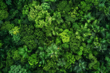 Naklejka premium A lush green forest with many trees and plants