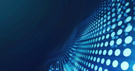 Obraz premium A digital abstract background featuring flowing waves of blue dots, suggesting motion and technology.