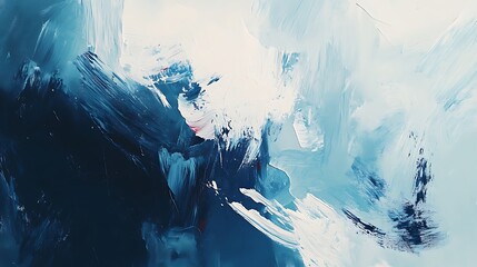 Abstract Blue and White Swirls of Paint