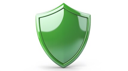 Shield depicting protection. shield 3d icon. Protection, defense and security concept symbol: green shield on isolated on white background