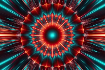 Energetic Psychedelic Gradient Visualization with Crimson, Teal, and Orange Radiant Shimmer
