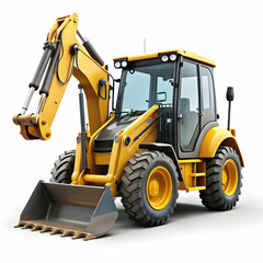 backhoe on white background
