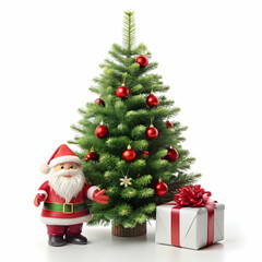 Christmas tree under give box small Santa