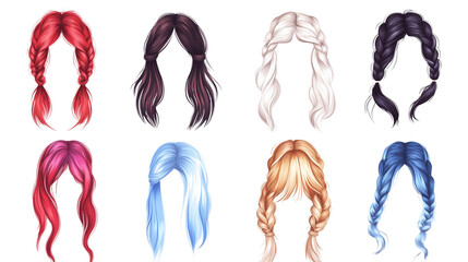 Hair styles, set of hand drawn hairstyles