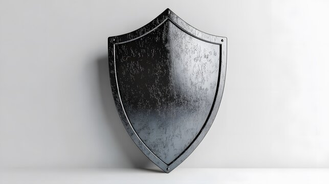 Shield depicting protection. shield 3d icon. Protection, defense and security concept symbol: grey shield on isolated on white background