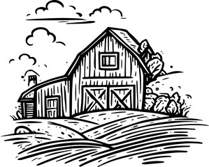 Village farm house vector illustration