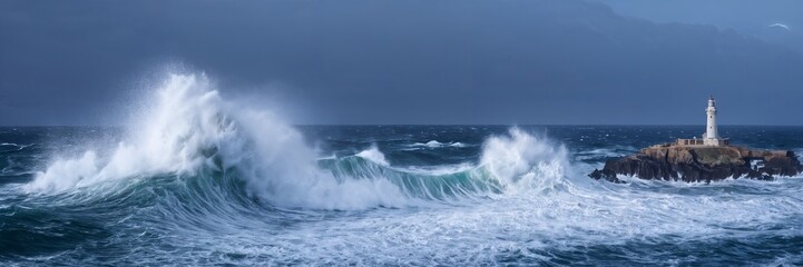 ocean wave crashing against the shore. The wave is white, indicating that it's foaming, and the water looks like it's boiling.