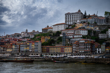 Panorama of the city of Porto. Bridge in Porto. Port in Porto. Houses in Porto.