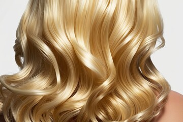 Fototapeta premium Luxurious Golden Blonde Hair Closeup Featuring Curly Wavy and Sleek Styles for Ultimate Hair Care