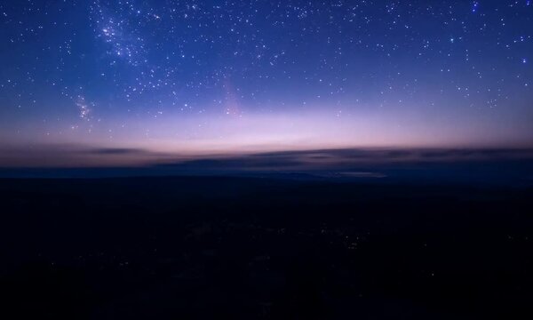 Time lapse of a sunset and sunrise from the same location, showing the full cycle