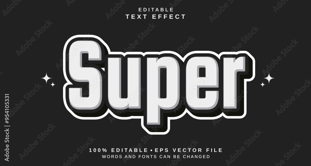 Fototapete Editable text style effect - Super text style theme.