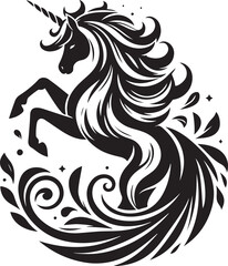  Unicorn Silhouette Vector Art illustration