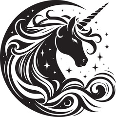  Unicorn Silhouette Vector Art illustration