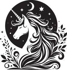 Naklejka premium Unicorn Silhouette Vector Art illustration