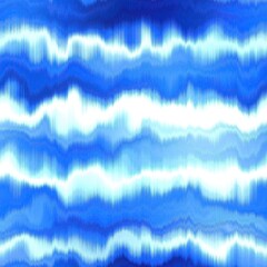 Modern summer striped blur wash seamless pattern background for trendy beach wear and coastal living designs. Repeatable alcohol ink bleed effect in blue white indigo colors