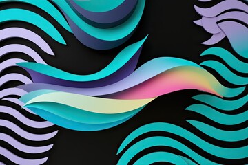 Obraz premium Colorful Teal Aqua Lavender Gradient Waves on Black Background