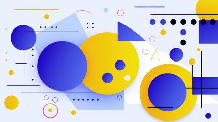 Obraz premium Abstract design featuring geometric shapes in blue and yellow tones.