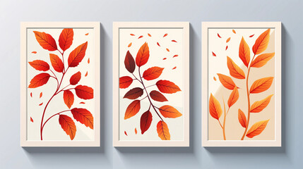 Set of 3 Autumn backgrounds with leaves