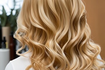 Obraz premium Honey Blonde Hair Closeup with Soft Waves and Rich Tones for Vibrant Natural Style and Hair Care