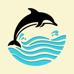 Obraz premium Dolphin Silhouette design, aquatic sea mammal 