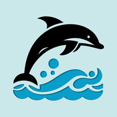 Obraz premium Dolphin Silhouette design, aquatic sea mammal 