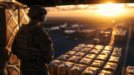 Military logistics in airfreight, visualizing the specialized processes for transporting military freight via air