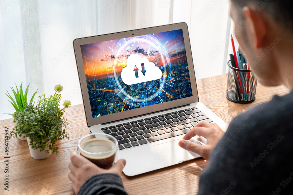 Poster cloud computing software for modish remote work and personal data storage
