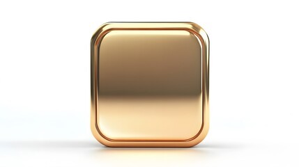 Obraz premium Blank Mobile application icon, button - golden square with round corners. 3d rendering, white background