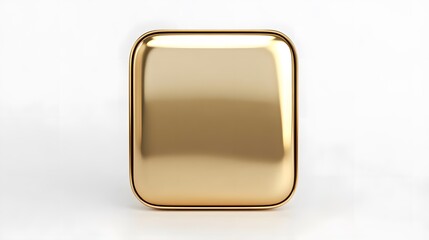 Blank Mobile application icon, button - golden square with round corners. 3d rendering, white background