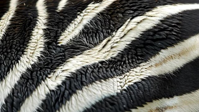 Close-up of zebra fur texture, abstract wildlife pattern. Nature and animal skin concept