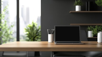 Fototapeta premium laptop on creative office desk with digital tablet, stationery, books and decorations