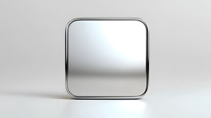 Blank Mobile application icon, button - silver square with round corners. 3d rendering, white background