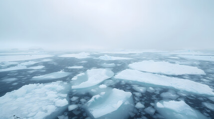 Obraz premium Antarctic Penguins on Iceberg with Ice Floes | Majestic Wildlife Scene in Frozen Landscape