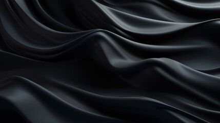 Fototapeta premium A close-up view of flowing black fabric, showcasing smooth curves and textures.