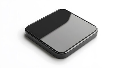 
Blank Mobile application icon, button - black square with round corners. 3d rendering, white background