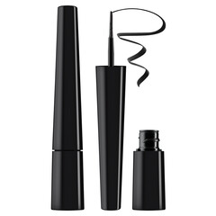 eyeliner and brush isolated on white background