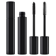 mascara and brush isolated on white background