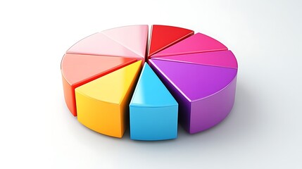 Obraz premium Colorful 3D Pie Chart with Eight Segments