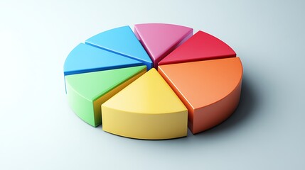 Obraz premium Colorful 3D Pie Chart Representing Data in Seven Segments