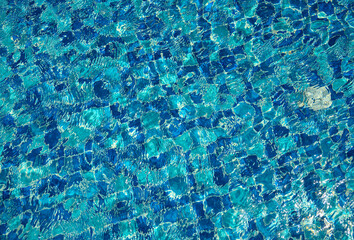 Crystal clear ocean lagoon bay turquoise blue azure water surface, closeup natural environment.