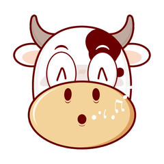 cow whistling face cartoon cute