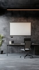 Modern empty blank interior office room for workMockup FrameMinimalistic concrete coworking office
