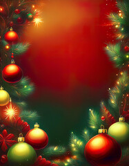 Fototapeta premium Christmas frames in different colors with Christmas tree balls, Christmas landscape, in a modern and romantic look