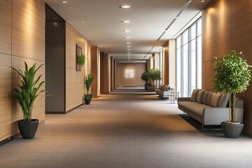 Fototapeta premium modern hotel lobby with hallway or office lounge room