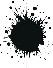 Minimal Splash Spray Paint Art on wall Black Silhouette Vector On Solid White Background