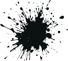 Minimal Splash Spray Paint Art on wall Black Silhouette Vector On Solid White Background